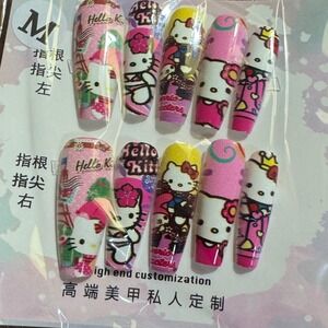Hello Kitty Press‎ On Nails Cute Cartoon Pink Kawaii Nail Art Medium